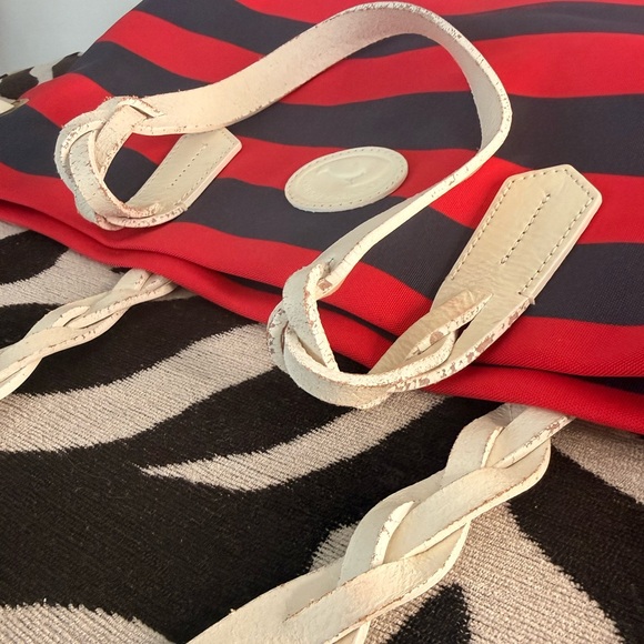 Dooney & Bourke Navy and Red Striped Tote - Picture 13 of 14